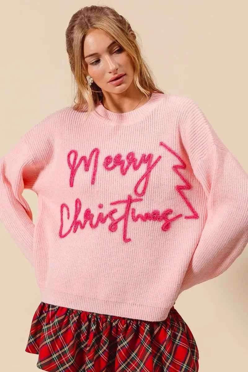 SO ME Merry Christmas Tinsel Lettering Sweater fd5a71874d72436488c37464750f0076-Max-Origin