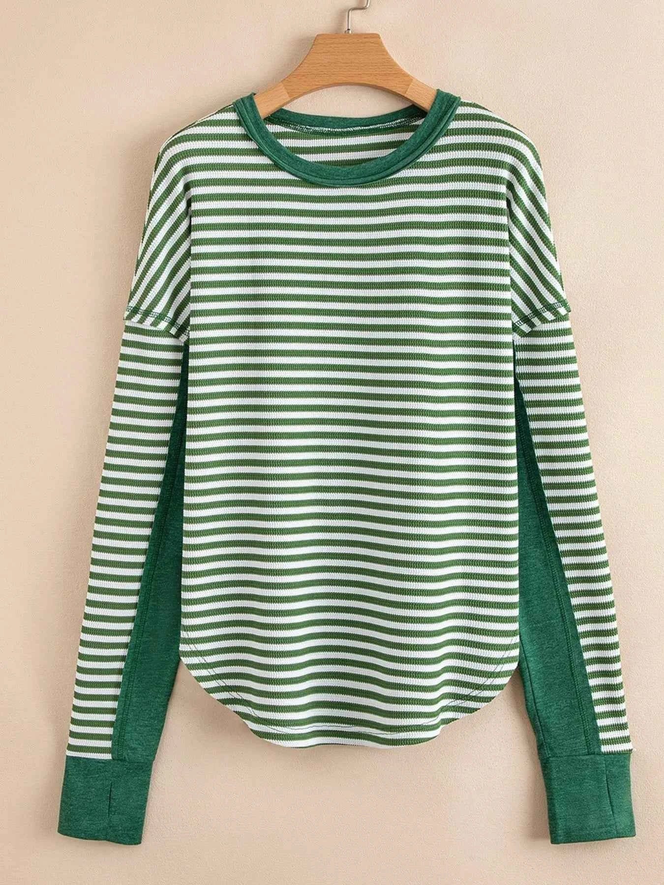 Striped Round Neck Long Sleeve Sweatshirt fd6473d8-ac13-4b34-9be1-742ad2d1b57a-Max-Origin