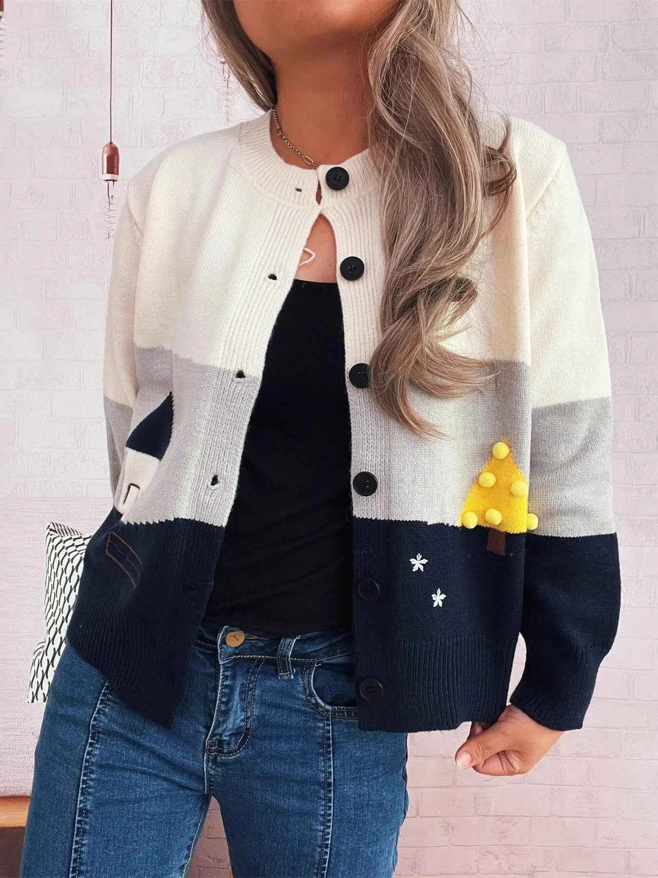Color Block Button-Up Cardigan fd92e114bf2c4608aeb50a8a57d93dd6-Max-Origin