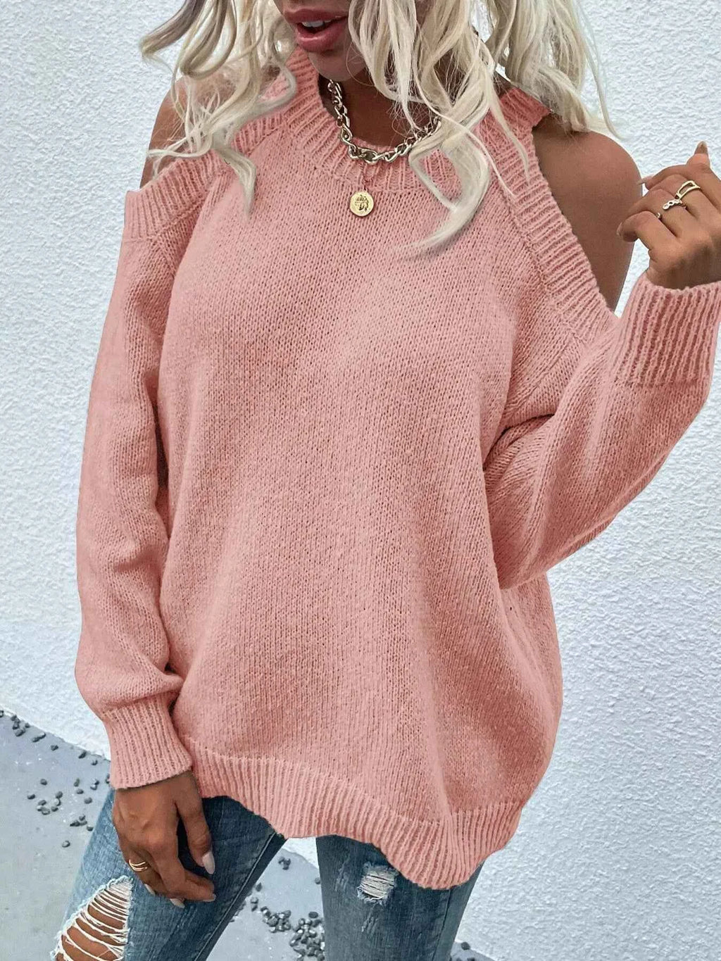 Cold Shoulder Knit Sweater fd99b02f7fc444a7a386544130df1b23-Max-Origin