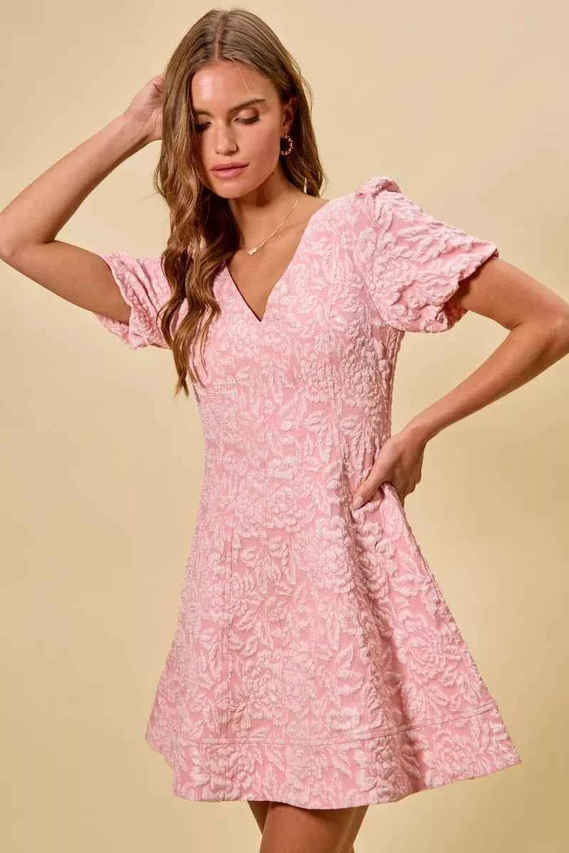 SO ME Floral Jacquard Fit And Flare Daily Mini Dress fda01a5a12ae442bb5dfee4b449285fa-Max-Origin