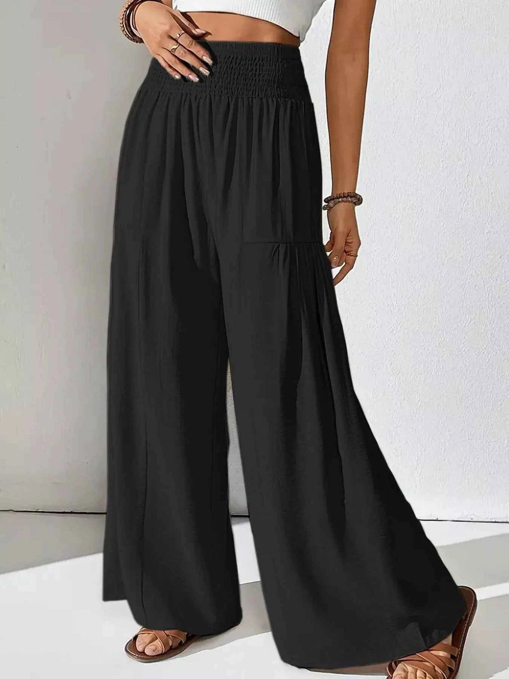 Smocked Waist Wide Leg Pants fda7274a-c186-4a7a-85bb-9893b899a909-Max-Origin
