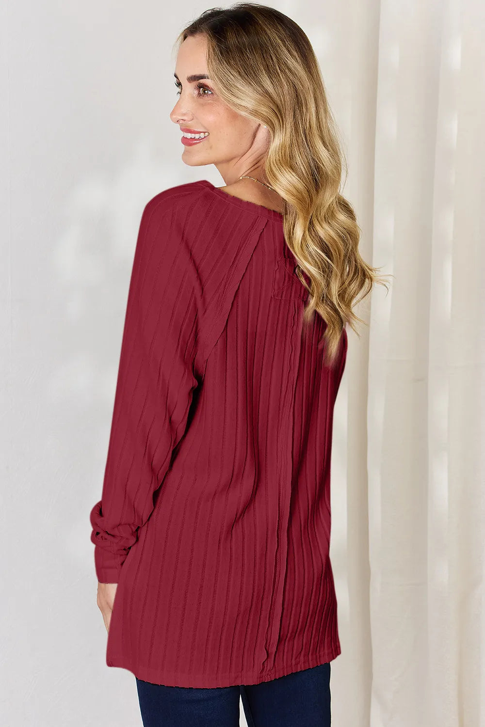 Basic Bae Full Size Ribbed Round Neck Slit T-Shirt fda951b6-c018-4fdc-a887-c3ec324ee292-Max