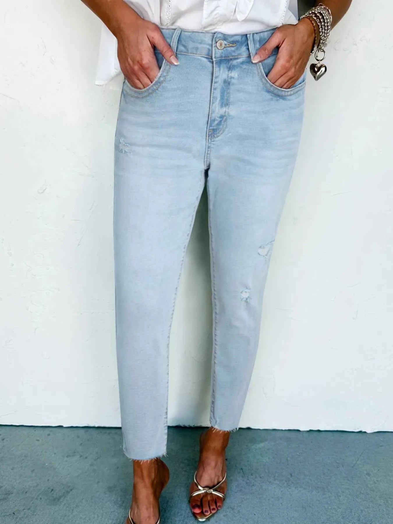 Mid Rise Ankle-Length Distressed Skinny Jeans Light Blue fdb03378f58c4fb780eab31277c440ab-Max-Origin