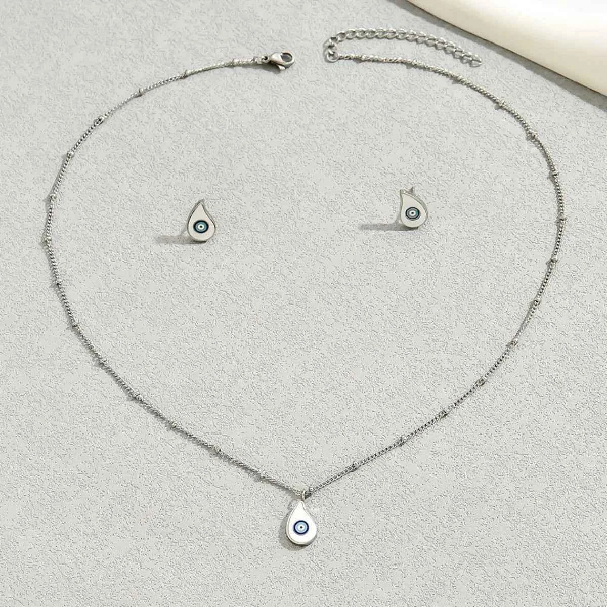 Stainless Steel Resin Necklace and Earrings Jewelry Set Silver One Size fdb2c140-20c7-48ce-a066-b36ab9d7fdbb-Max-Origin