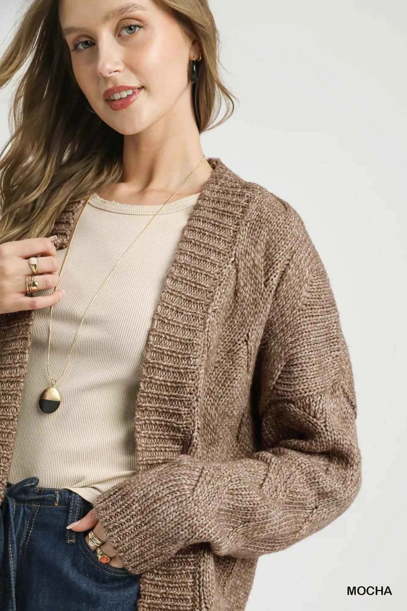 Umgee Chunky Cable Knit Open Front Cardigan fdc02306-d06b-4749-af71-f4ca69eb92f2-Max-Origin