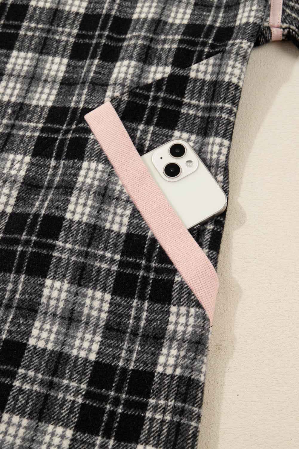 Black Casual Plaid Zipper Long Sleeve Mini Dress fdcb22cdc50d0e3c