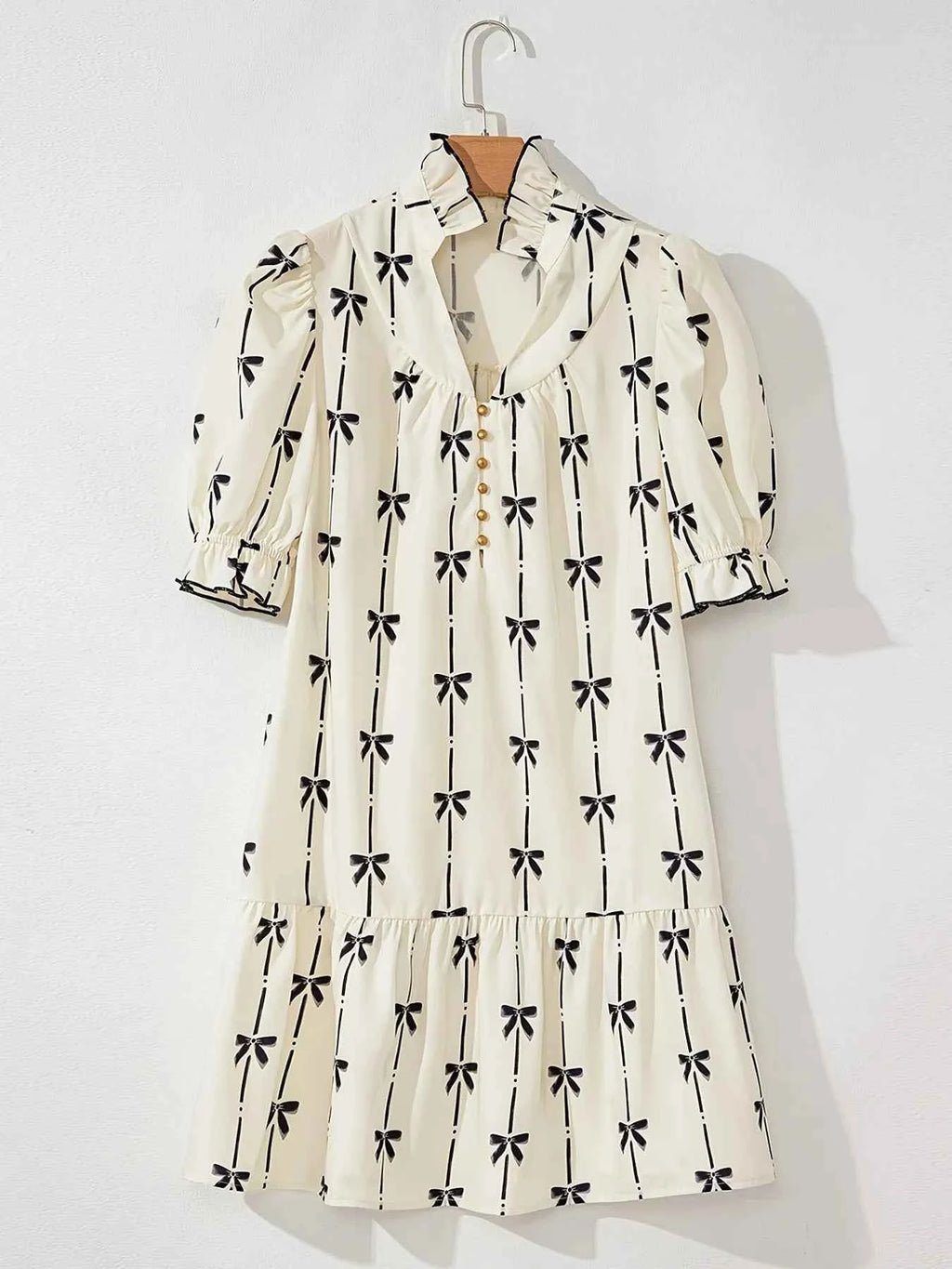 Bow Print Button Front Shirt Dress fdd8da81cade49168949d9ff2a9354f6-Max-Origin