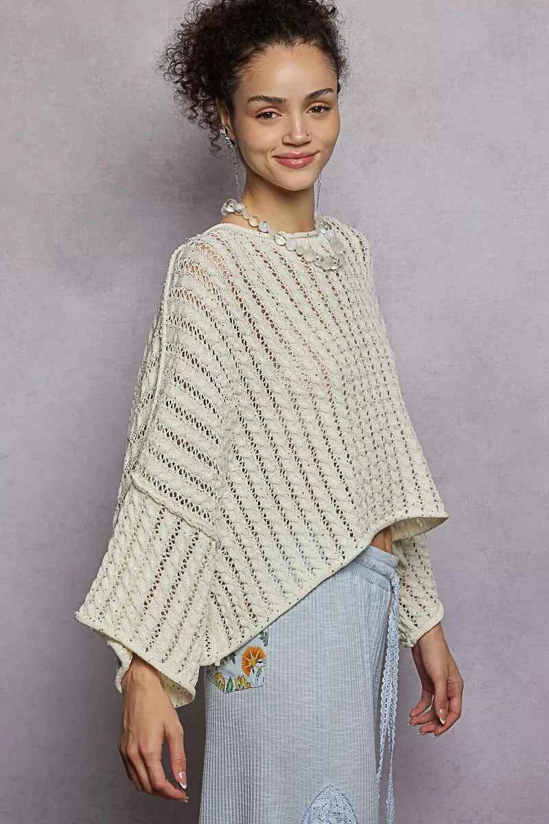 POL Cable-Knit Openwork Round Neck Cropped Sweater fddae82c-2ae1-49d9-ab3a-a2908d6ae96b-Max-Origin
