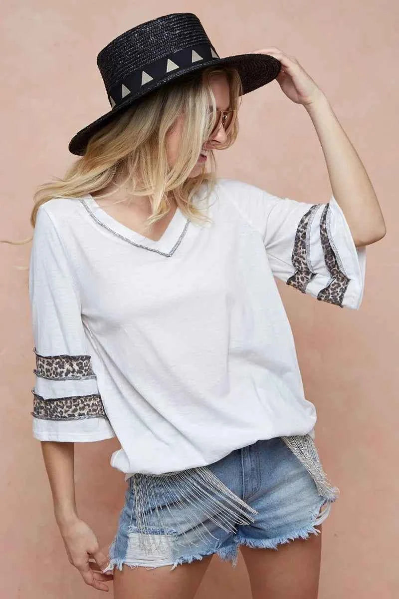 BiBi Triblend Knit Top with Leopard Band Detail fde53609ec974dc9bb465f3c250a1efa-Max-Origin
