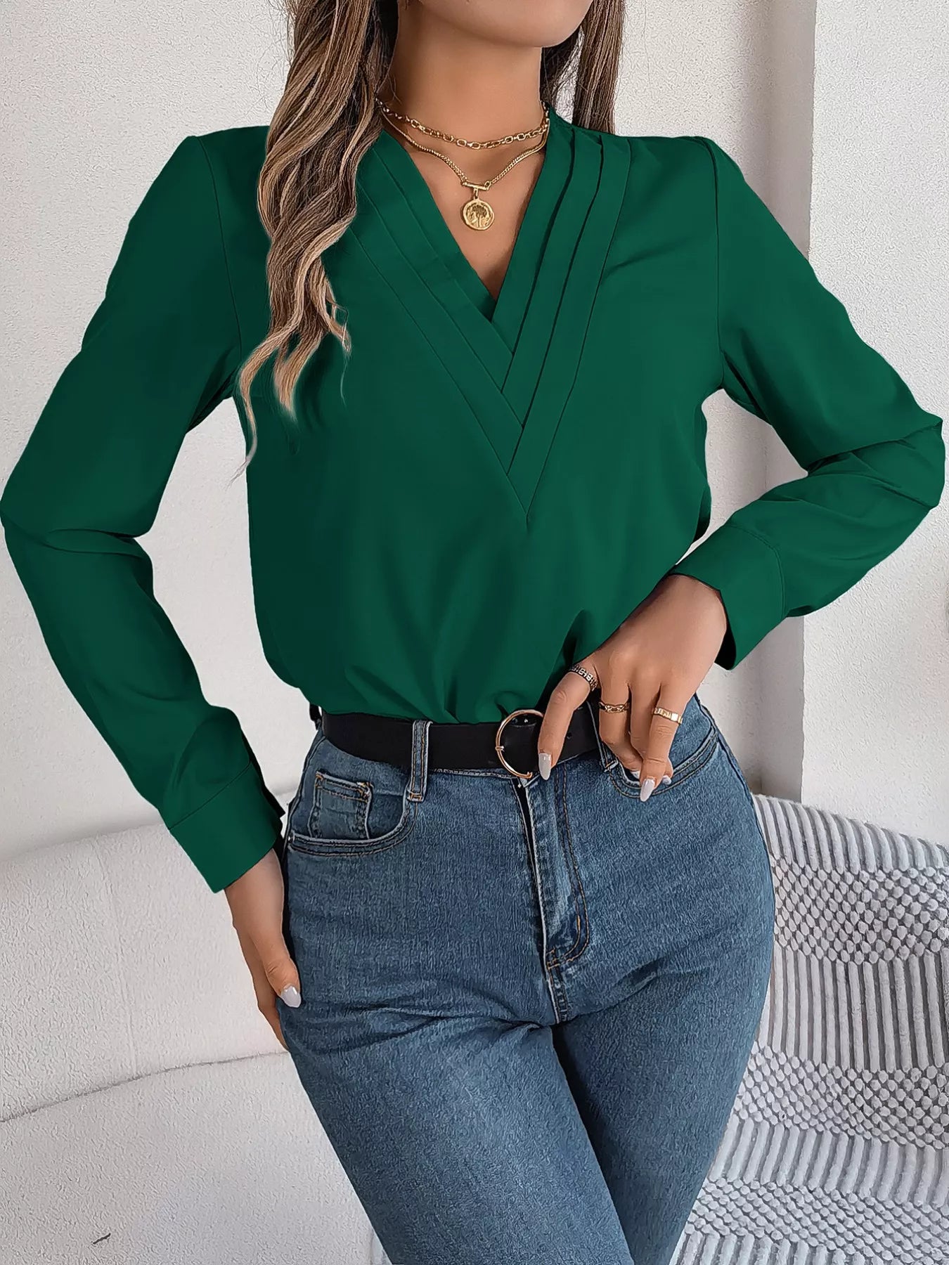 Layered V-Neck Long Sleeve Blouse fdea8306-5238-4717-b476-a4e7d92a918b-Max-Origin