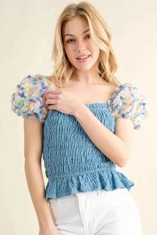And The Why Embellishment Sleeve Smocked Top BLUE fdeac674a751412ca45478b06fed8242-Max-Origin