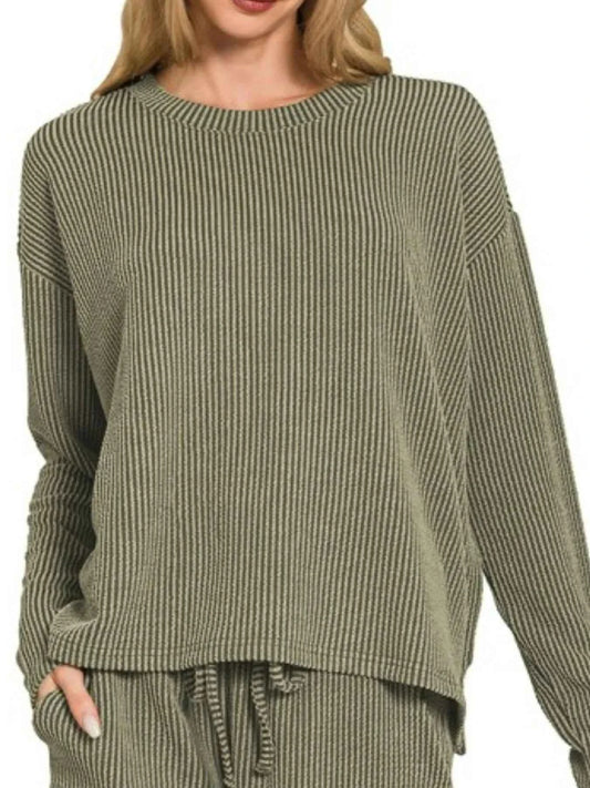 Corded Rib Long Sleeve Tee and Shorts Set fded9e4d-da9a-4fa2-9eda-4d35590e1812-Max-Origin
