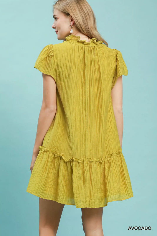 Textured Ruffle Hem Mini Dress fded9e69-6535-4bd9-b610-b566053339c4-Max-Origin