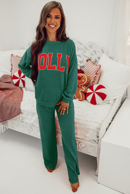 Evergreen JOLLY Corded Long Sleeve Top and Pockets Pants Set fdf9a8f6f261e6a7