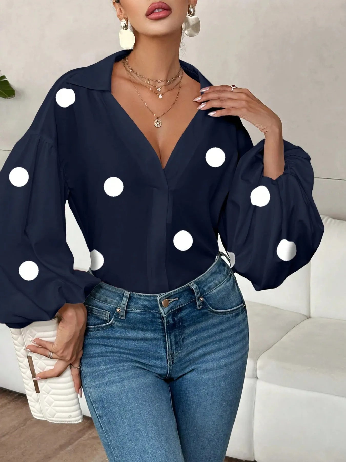 Polka Dot Balloon Sleeve Blouse fdfd505d66e44a1187e5a3302e22d6c2-Max-Origin