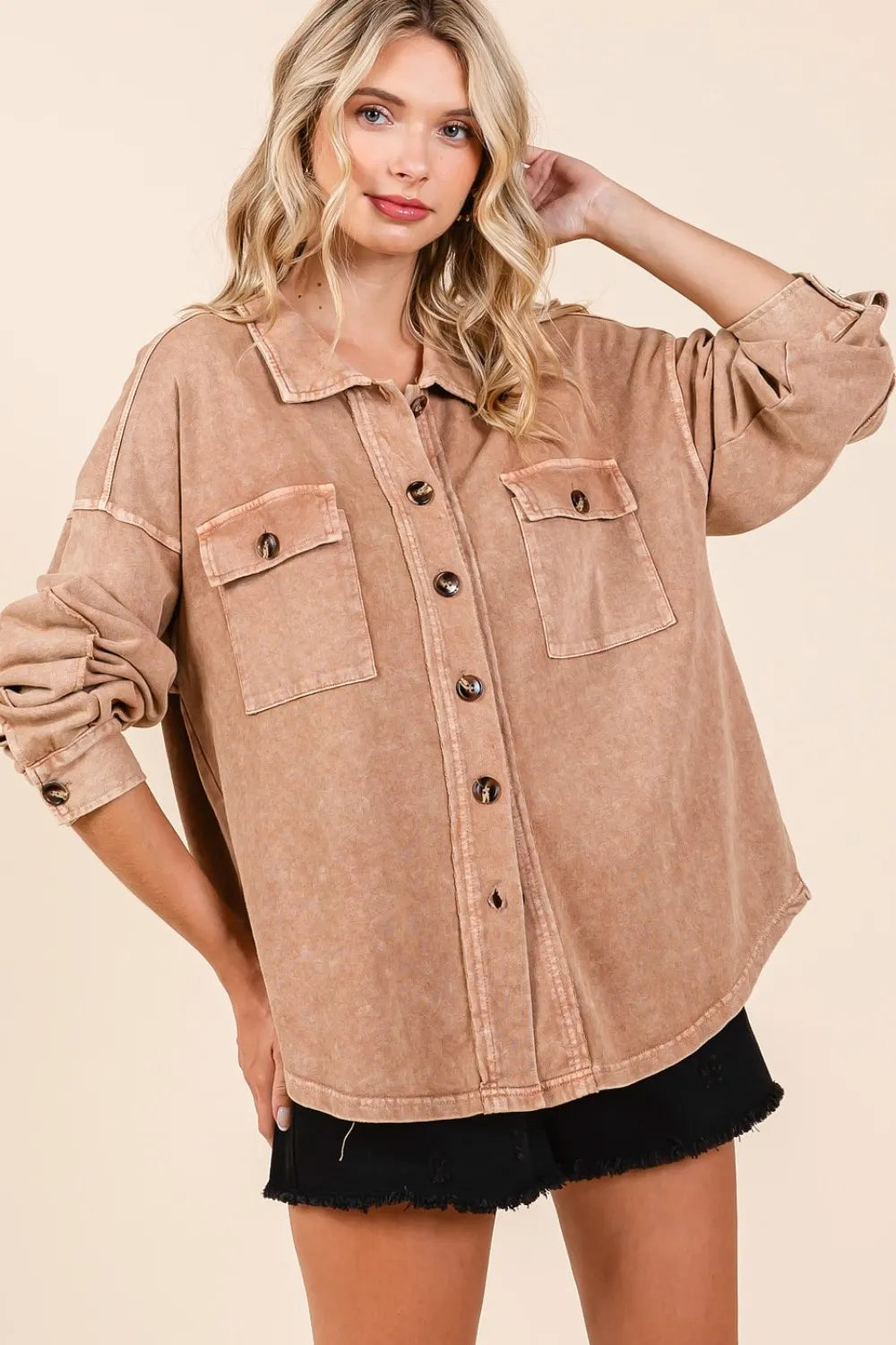 Mittoshop Mineral Wash French Terry Elbow Patch Shacket fe0131b1-cad6-4c18-8002-049768d1f77c-Max