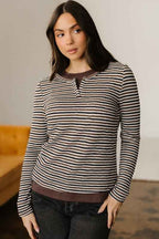 Stripe Textured Knit Long Sleeve T-Shirt fe1ba14d-bf48-4353-892f-96fba42310a1