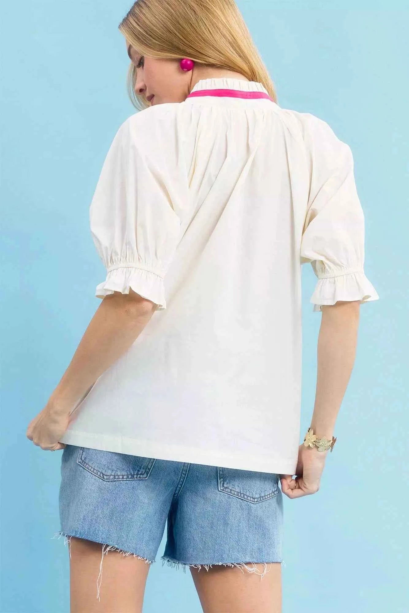 Umgee Embroidered Floral Top with Contrast Trim fe1df018-9cbb-4926-bad5-298dc56dacff-Max-Origin