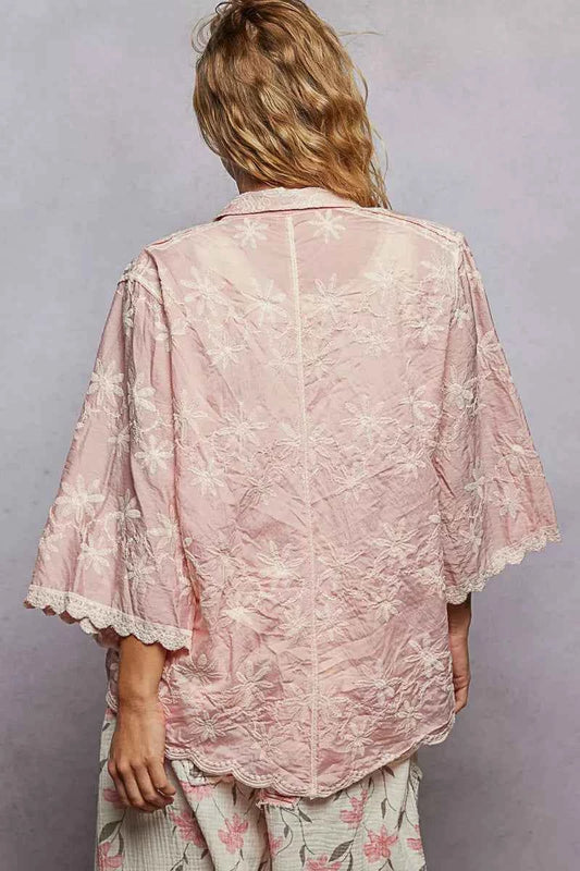 Embroidered Floral Collared Neck Shirt with Scalloped Edges fe2148e6-317a-4309-b046-fee40a9dd791-Max-Origin