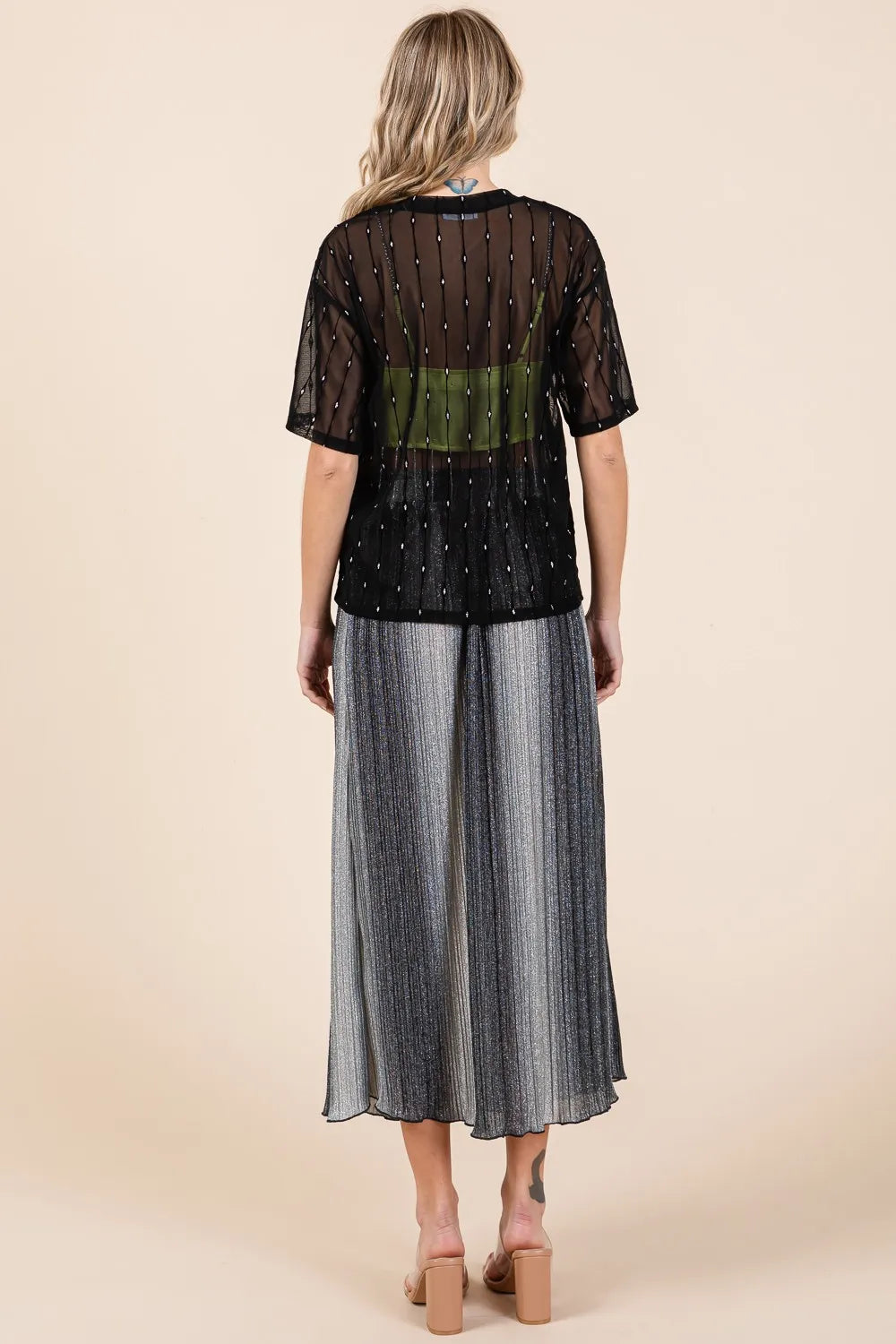 GeeGee Round Neck Drop Shoulder Mesh Glitter Top fe240b1a-4a9b-4fce-9327-7fe169295f1c-Max