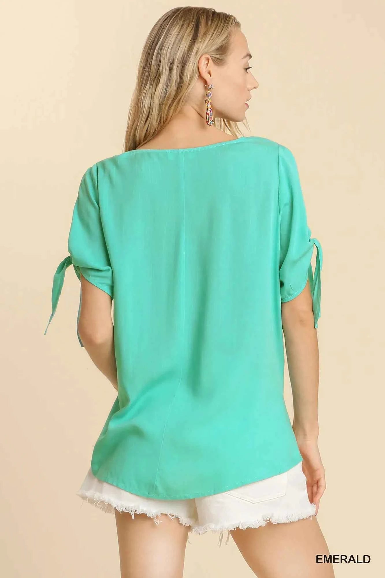 Cold Shoulder Short Sleeve Round Neck Top with Side Slits and Tie-able Knot Details fe25e52c-932c-41de-91f6-51bca4c04abc-Max-Origin