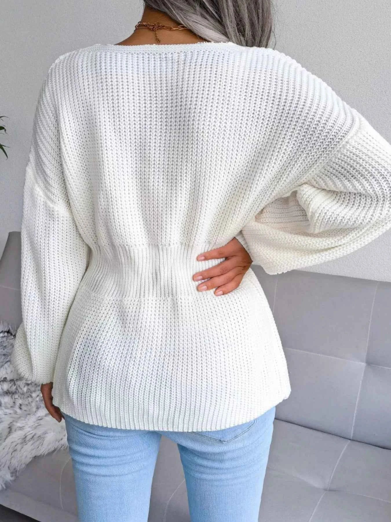 V-Neck Dropped Shoulder Sweater fe25f7a1-9826-46f2-8f82-7ca63a824277-Max-Origin