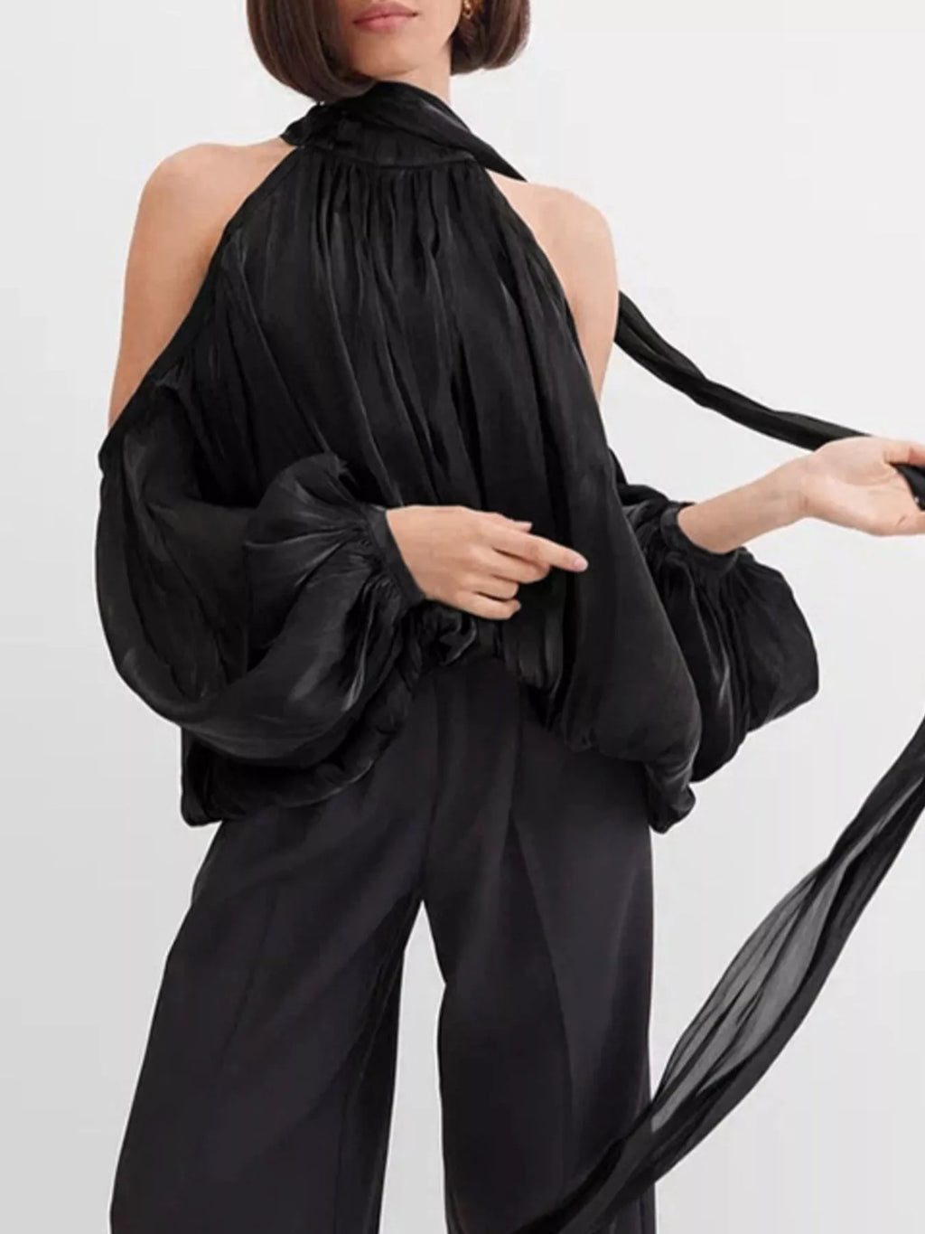 Cold Shoulder Long Sleeve Blouse fe26dec8-da3e-4c47-bad9-3f355f9247aa-Max-Origin