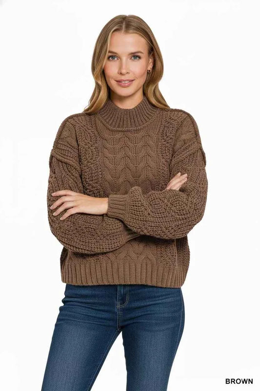 Zenana Cable-Knit Ribbed Turtleneck Sweater fe28c086-9080-4c9b-a390-2808b396970f-Max-Origin