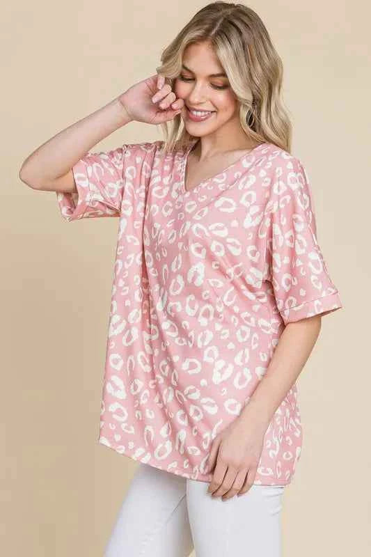 BOMBOM Loose Fit Animal Print Soft Knit Top fe36ab14b0524d819ab650b8b0b336b8-Max-Origin