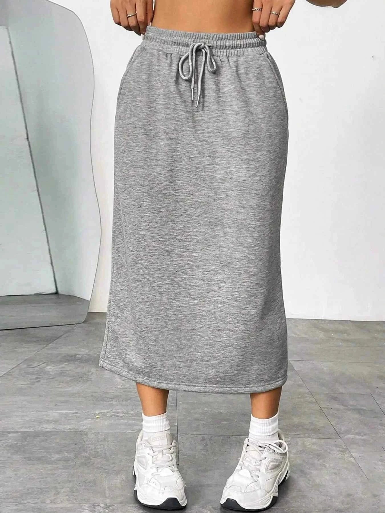 Slit Drawstring Midi Skirt fe37a6615dc54266bee3204e014d17fe-Max-Origin