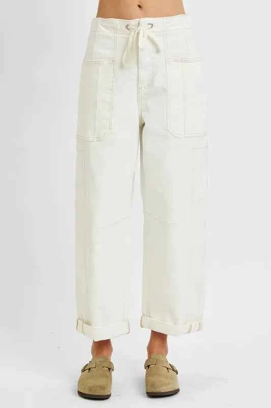 RISEN Full Size High Rise Crop Wide Barrel Cargo Pocket Jeans Plus Size Cream fe394805-bc45-426b-bc21-d91e8fe205b5-Max-Origin