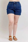 Judy Blue Plus Size High Waist Tummy Control Denim Shorts Dark fe39b286-9a2b-42fc-b880-d59afe7246d9-Max