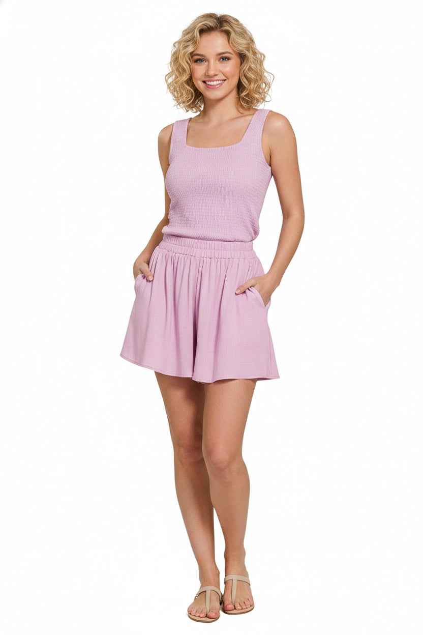Zenana Woven Elastic Band Shorts With Pocket fe39bc50-6587-4303-a089-d2e989976fd7-Max