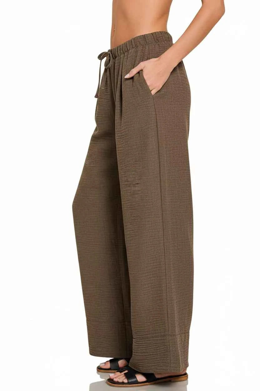 Zenana Woven Airflow Drawstring Pants fe3b0d0e-0135-4500-a65d-0f7be3e6fd0d-Max-Origin
