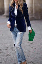 One Button Lapel Collar Long Sleeve Blazer fe3d7af9-5ccd-4ac6-b3dc-bcc0281074ef-Max