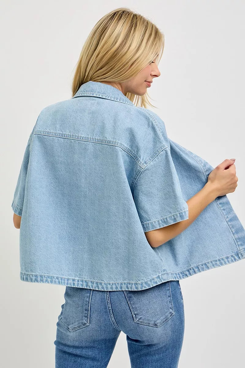 Oversized Half Sleeve Cropped Shirt fe3dcb5d-7edf-4494-93dd-4b005ea8f0f8-Max-Origin