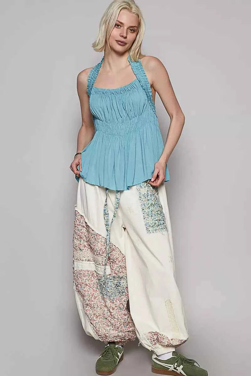 POL Backless Halter Sleeveless Top with Smocking Shirring Detail fe3e1d6e-3e3f-4912-baa9-39870e4cc1fc-Max-Origin