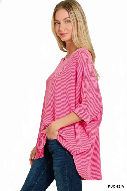 Raised Rib Bat Sleeve Top fe413077-9c8c-4bc3-a6f2-d304679f1b7c-Max-Origin