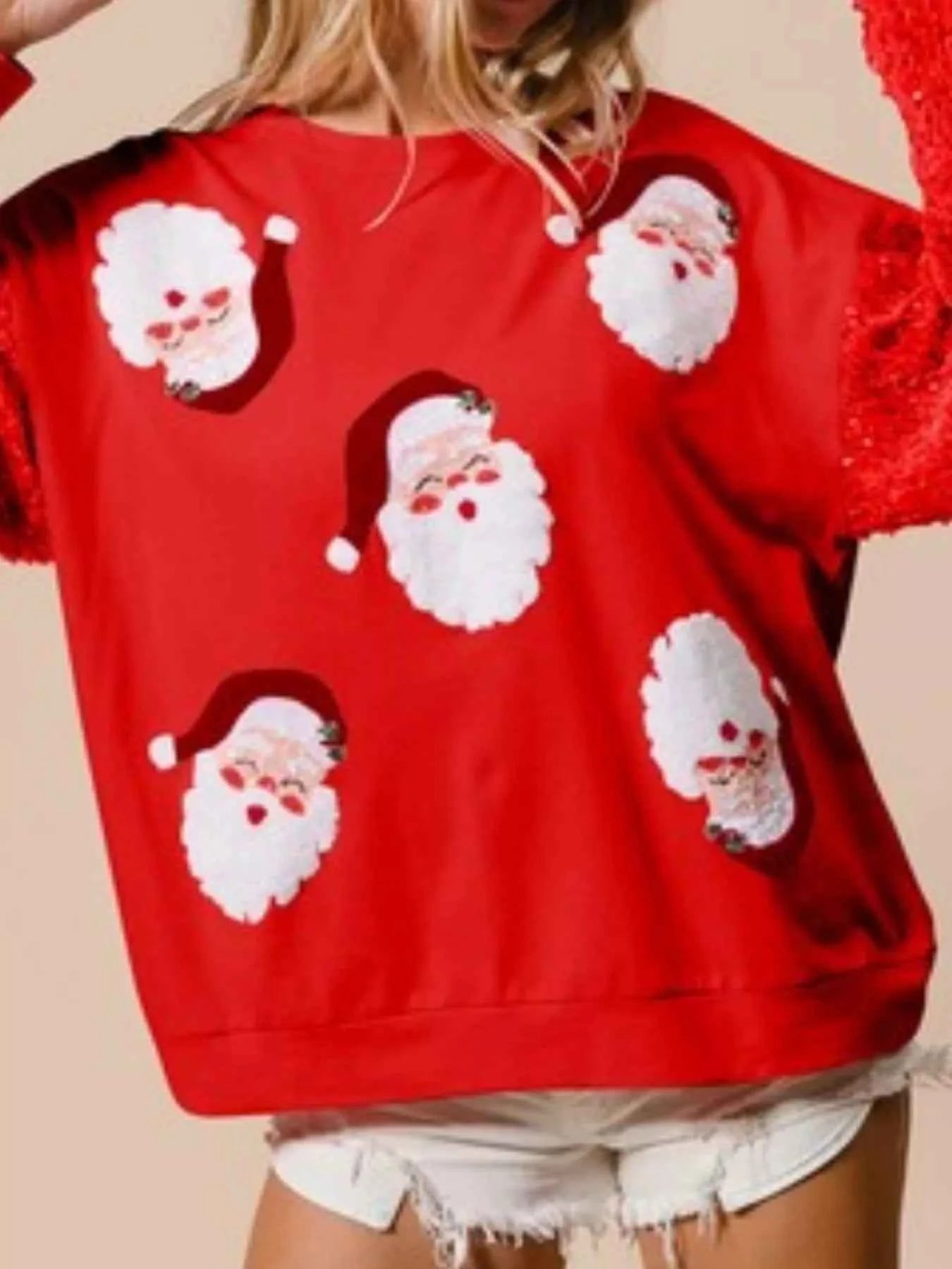 Christmas Theme Sequin Long Sleeve Sweatshirt Red fe490bed-2d54-4fb2-9403-5e8a8c5e337d-Max-Origin