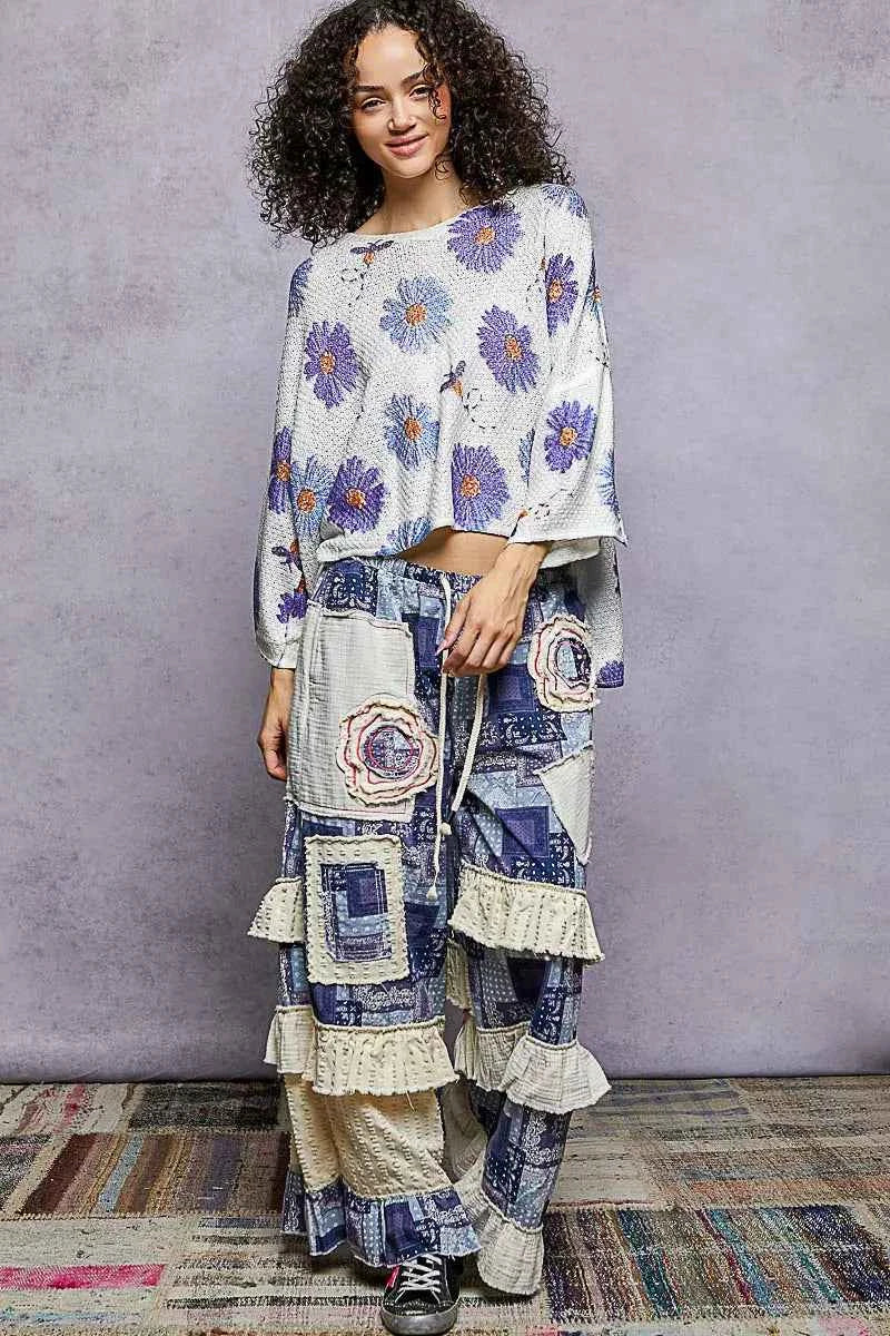 POL Floral Round Neck Rolling Edge Sweater fe50bba6-b5fb-4a8a-a67d-37d05958a1ef-Max-Origin