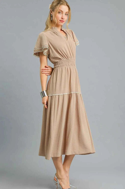Tiered Flutter Sleeve Midi Dress fe64ec5a-45d4-4d20-bb54-071b8921ee76-Max-Origin