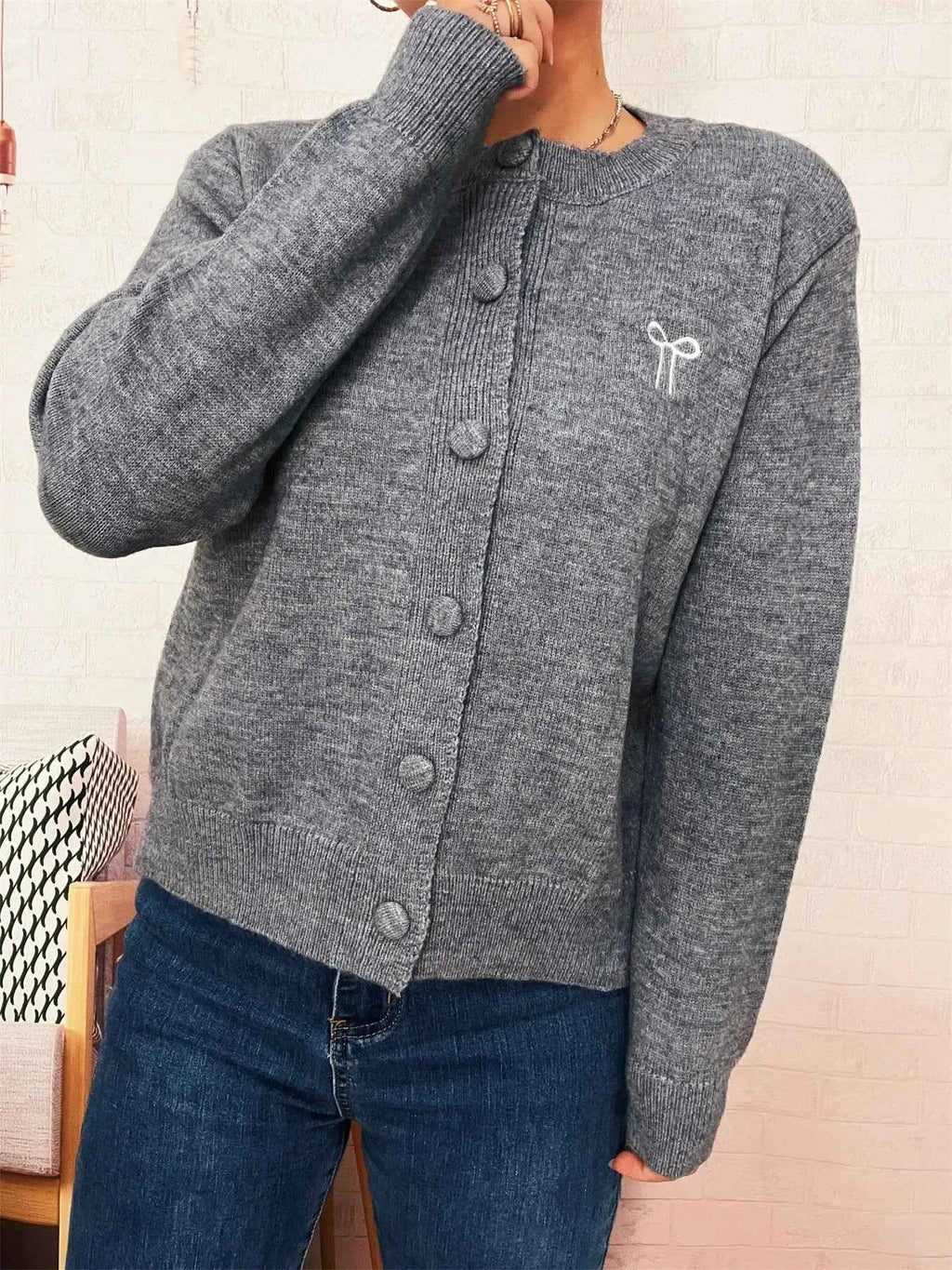 Button-Up Long Sleeve Cardigan fe73622e510845409f35afc54234830b-Max-Origin