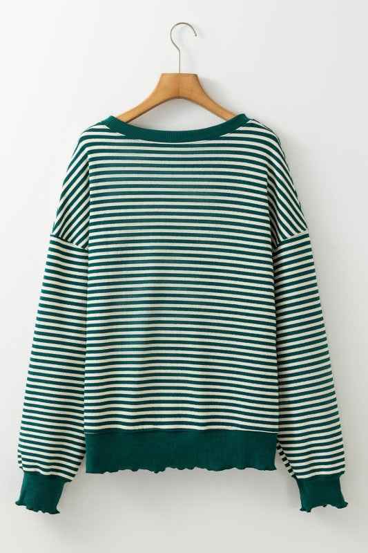 Stripe Drop Shoulder Long Sleeve Top fe7685b9-a335-4314-811e-c4dc4d03c04a