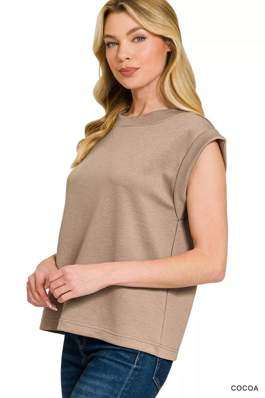 Zenana Scuba Round Neck Cap Sleeve Top fe7d226e11264b5d81c5dcd1b2b67bd9-Max-Origin