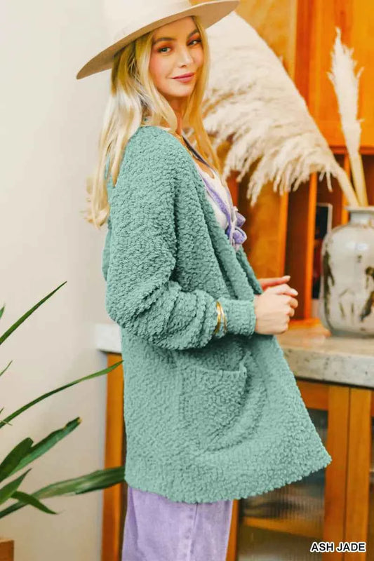 Long Sleeve Popcorn Sweater Cardigan with Pockets fe879593-5b6c-4417-bbd7-7d92b097bbd1-Max-Origin
