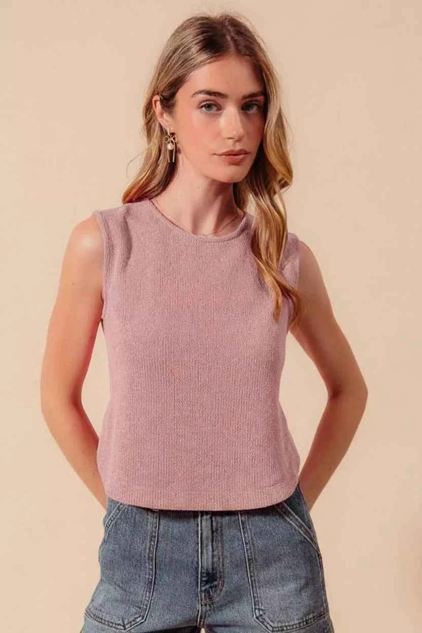 SO ME Sleeveless Hacci Knit Top with Round Hem BLUSH fe90716a-cb45-451d-8921-0665192fc48c-Max-Origin