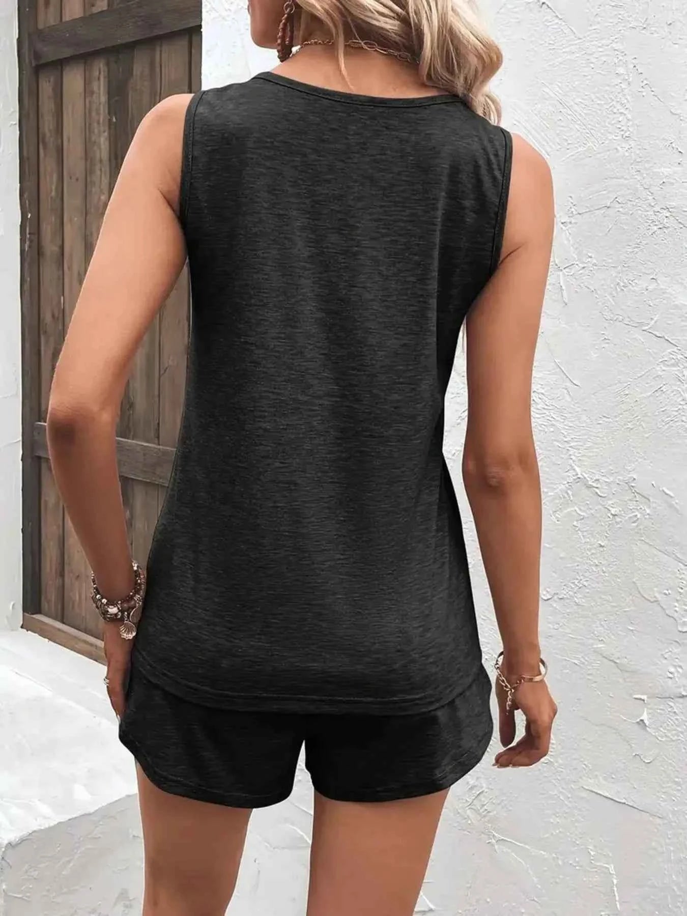 Casual Wide Strap Tank Top and Shorts Set fea48254b30a413cb6309cc86a25f797-Max-Origin