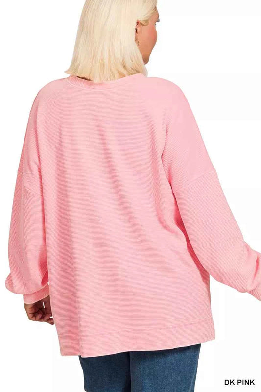 Full Size Acid Washed Double Ribbed Hi-low Sweatshirt Plus Size fea87326-cc6b-45db-9d56-3d069e712985-Max-Origin