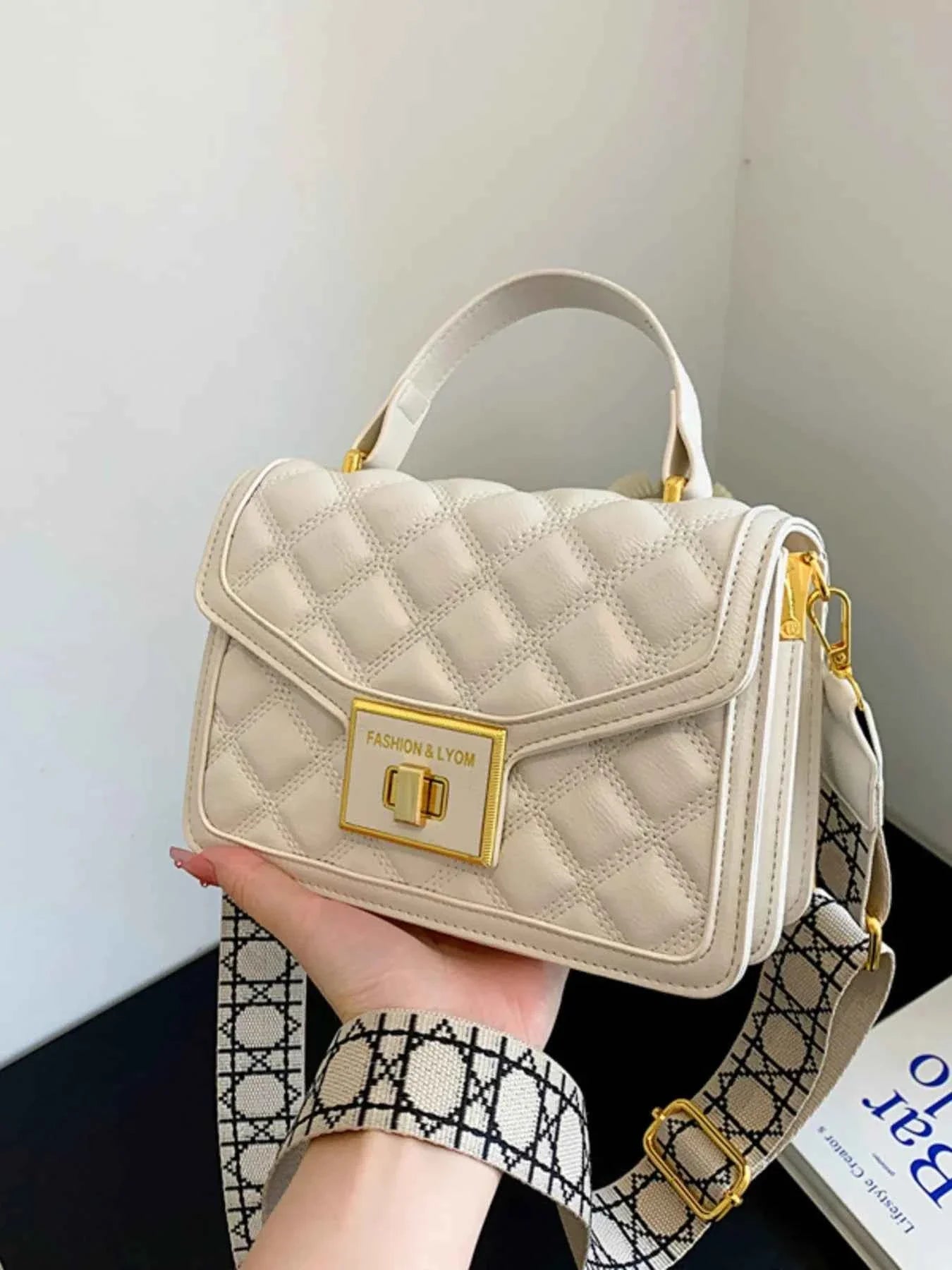 Quilted Adjustable Strap Shoulder Bag Beige One Size feafddc8546043ca9eb0e5adf4a3c086-Max-Origin